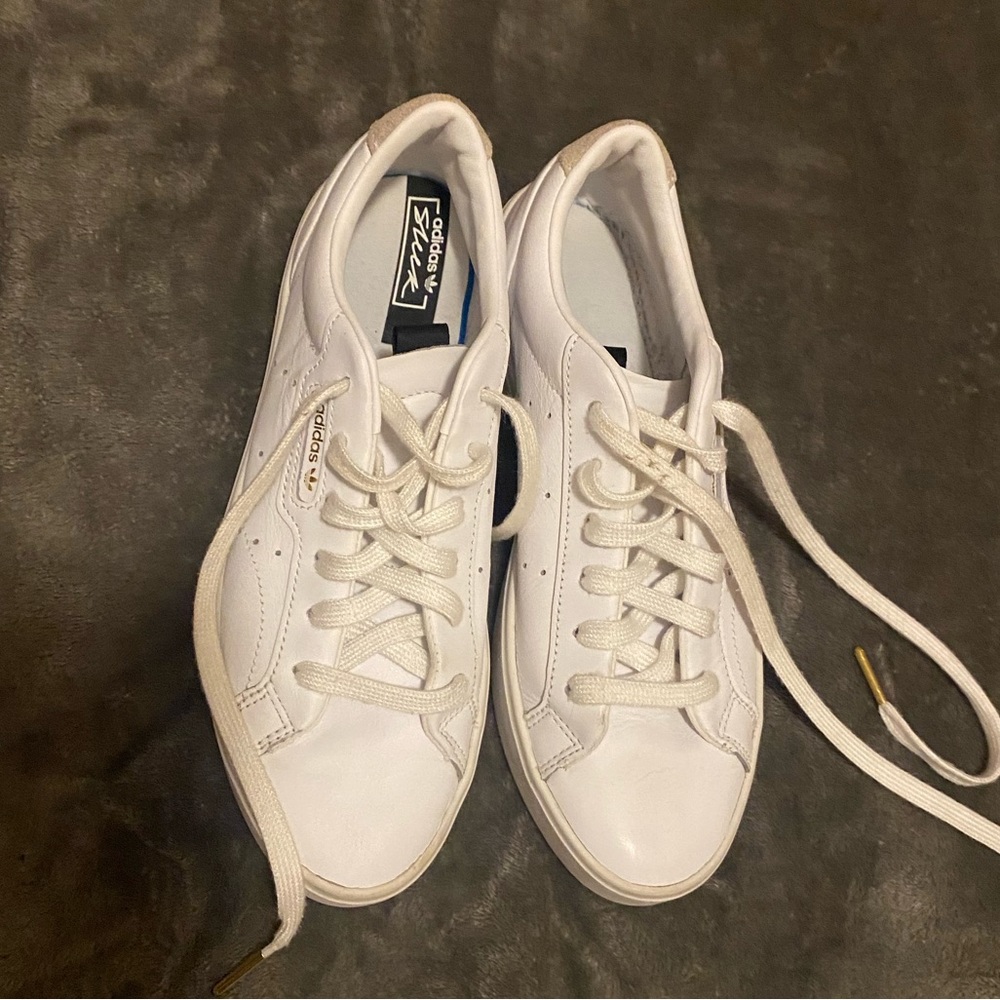 Adidas sleek white sneakers
